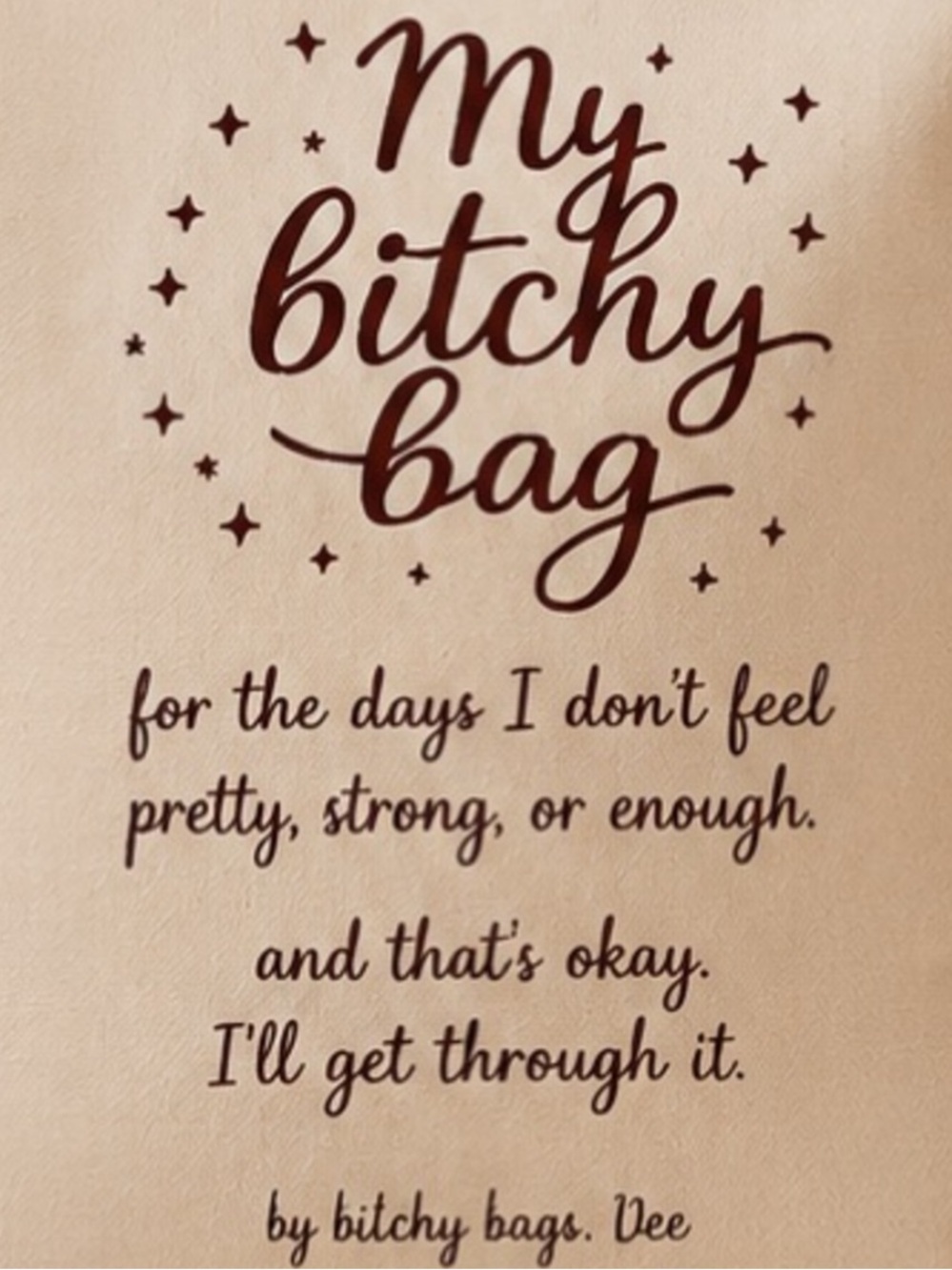 My Bitchy Bag Cream Canvas Brown Leather Strap, Crossbody Tote, Get Yours! - Picture 2 of 16